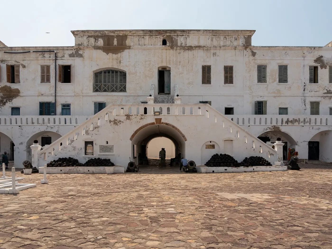 The whitewashed walls of Cape Coast Castle on the Ghanaian coast