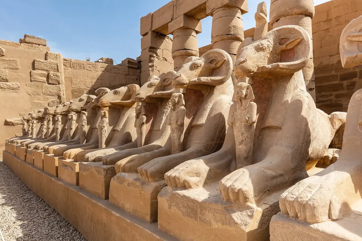 Columns and ruins of Karnak temple in Luxor