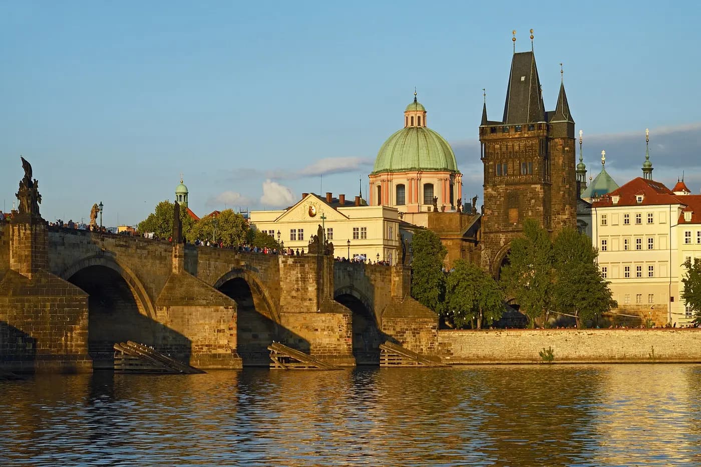 Charles Bridge and the Old Town Bridge Tower over the Vltava in Prague