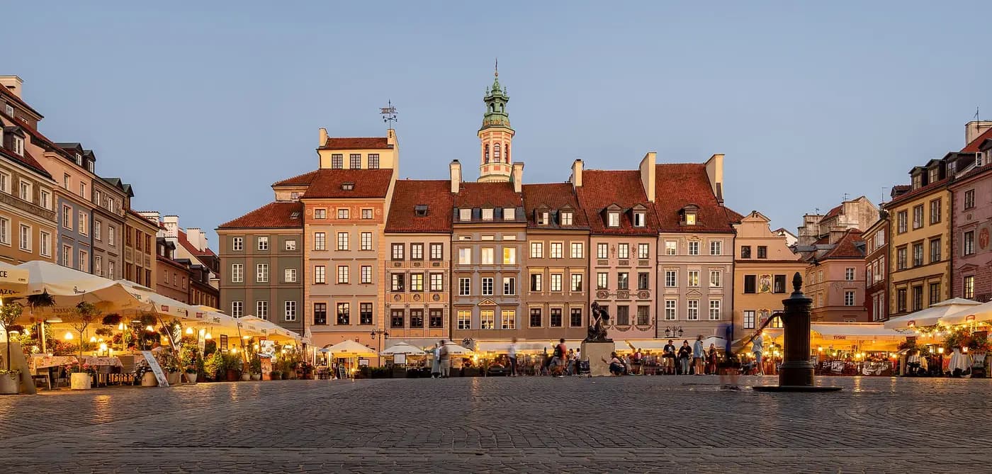 Rebuilt townhouses around the Old Town Market Square in Warsaw