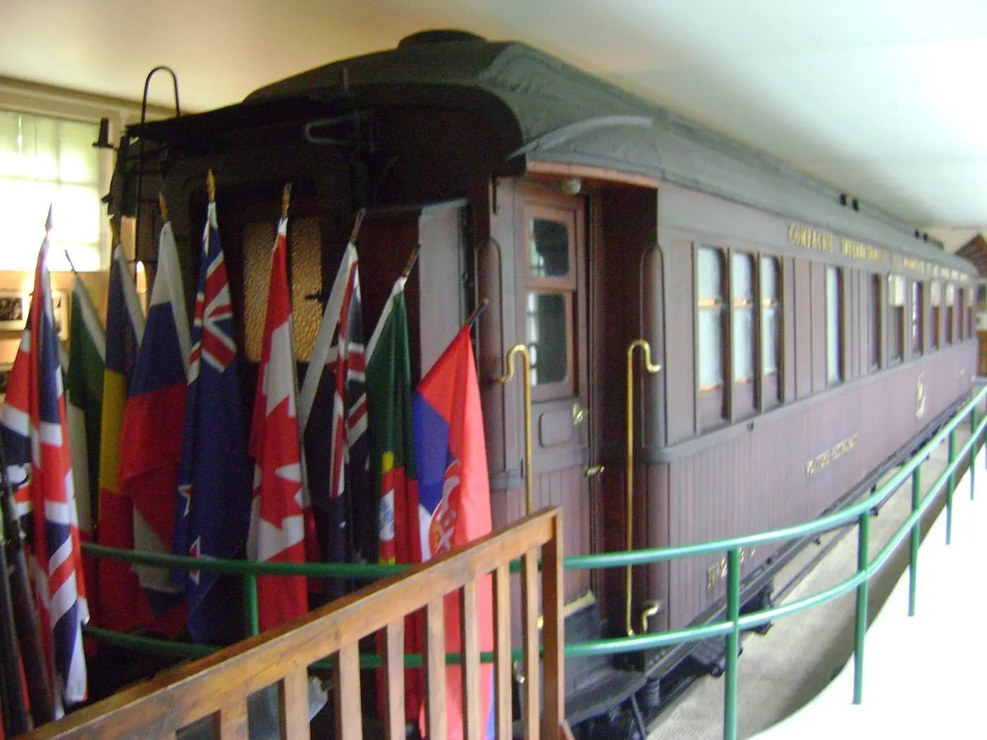 The replica armistice railway carriage on display at the memorial in the Compiègne forest