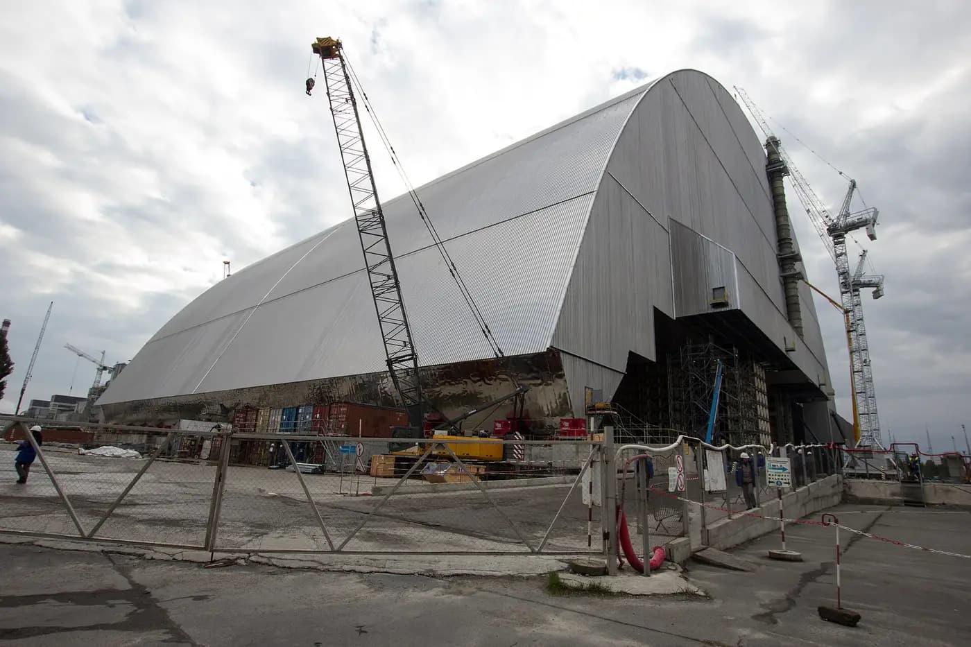 The huge arched New Safe Confinement covering Chernobyl's destroyed reactor 4