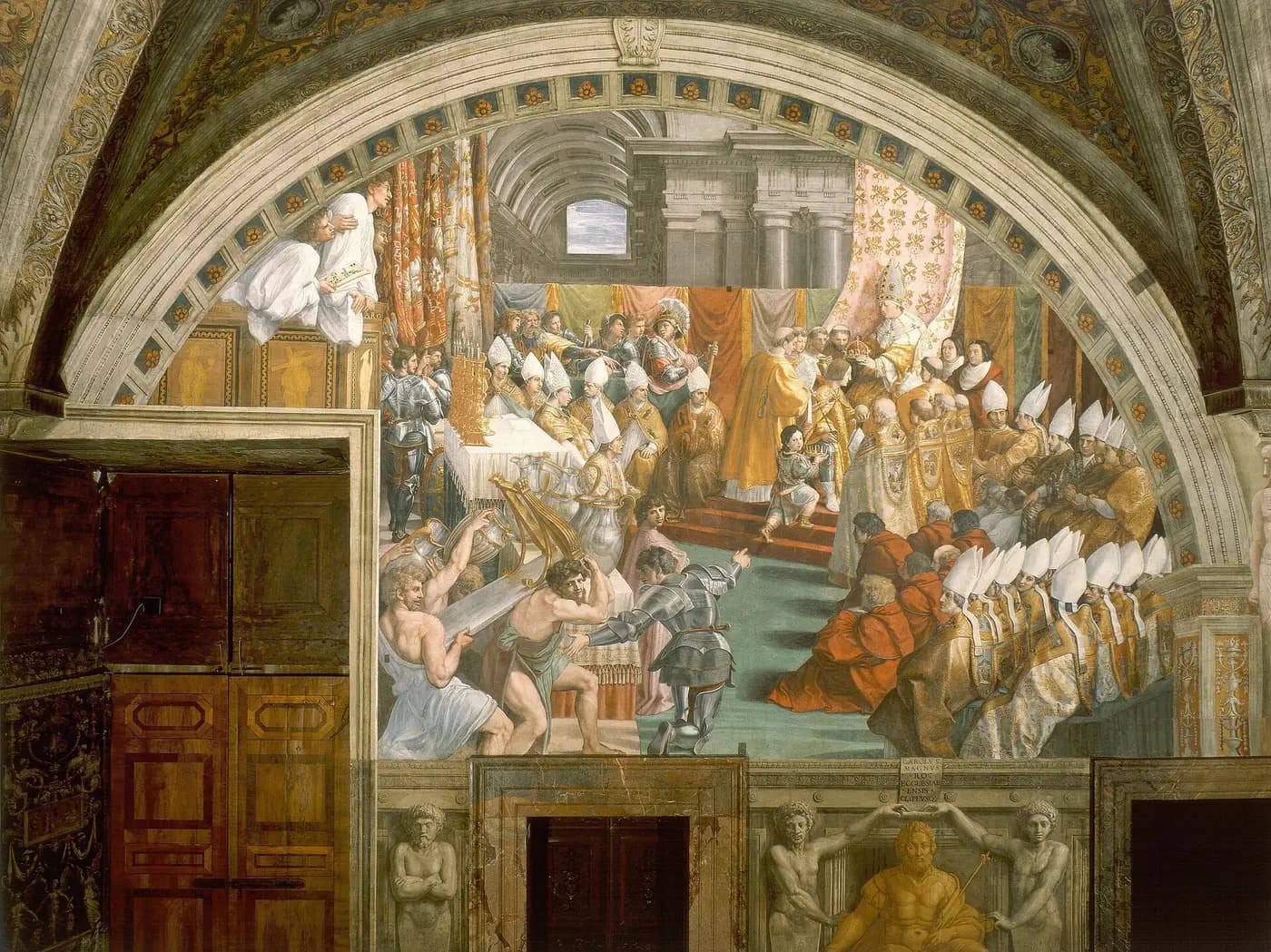Raphael's fresco showing Pope Leo III crowning Charlemagne in Old St Peter's