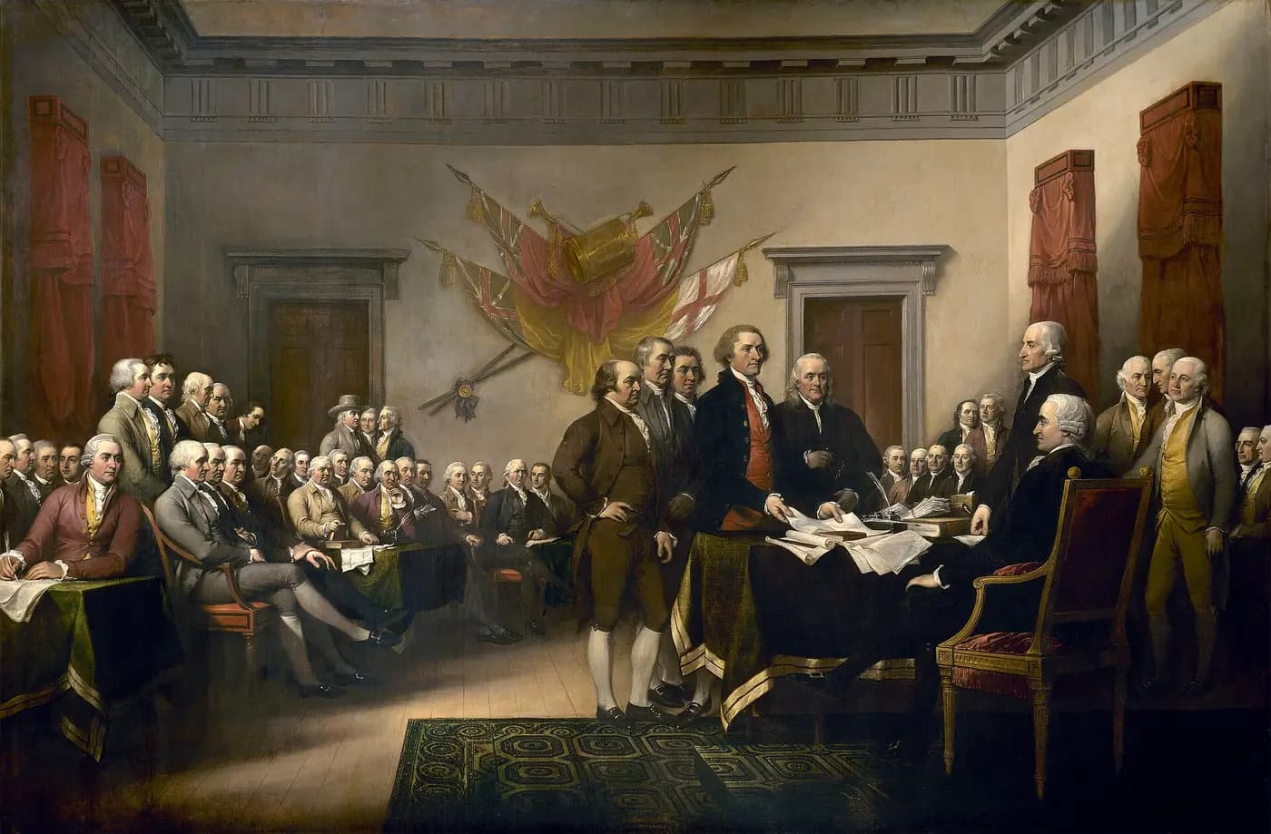 John Trumbull's painting of the Declaration of Independence being presented in 1776