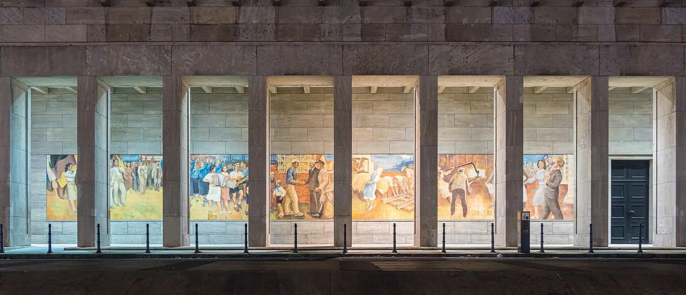 Max Lingner's socialist mural on the former House of Ministries, where strikers massed on 17 June 1953