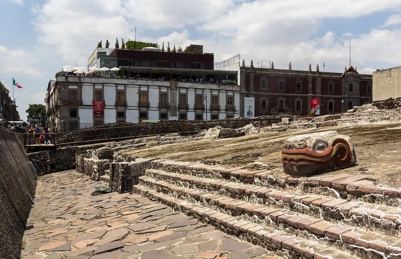 Excavated Aztec Templo Mayor ruins in central Mexico City
