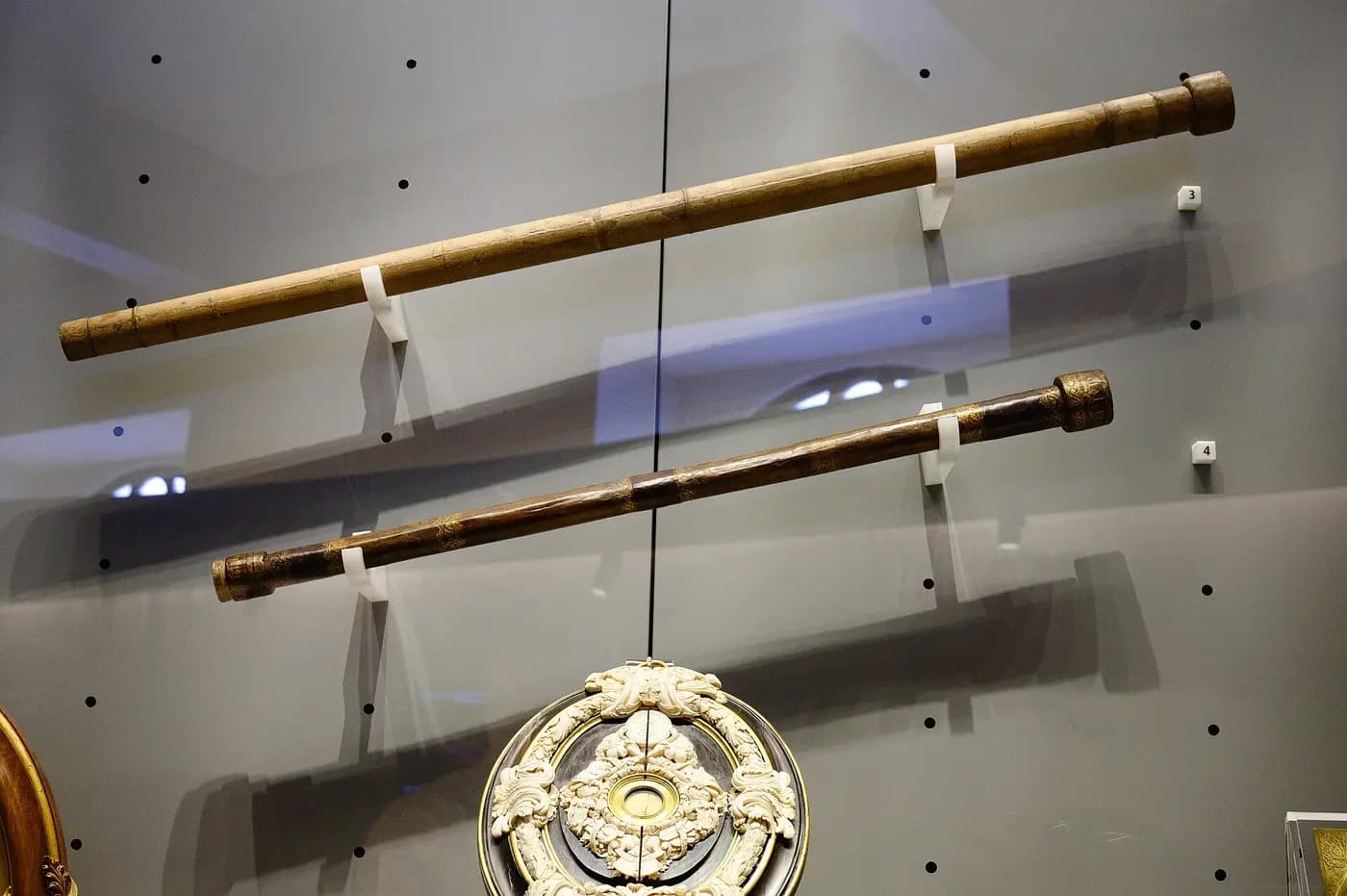 Galileo's surviving telescopes displayed at the Museo Galileo in Florence