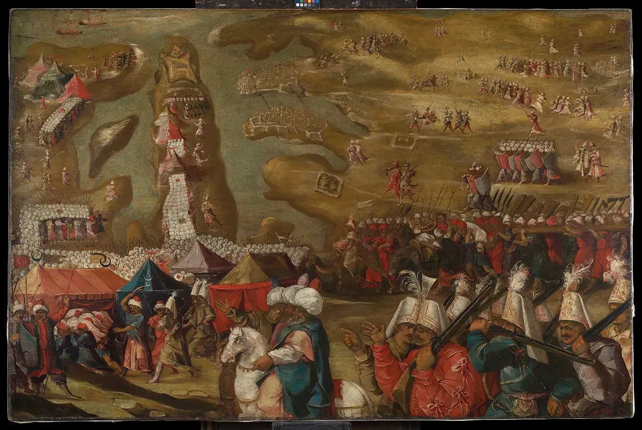 A 16th-century painting of the Ottoman bombardment of Fort St Elmo during the Great Siege