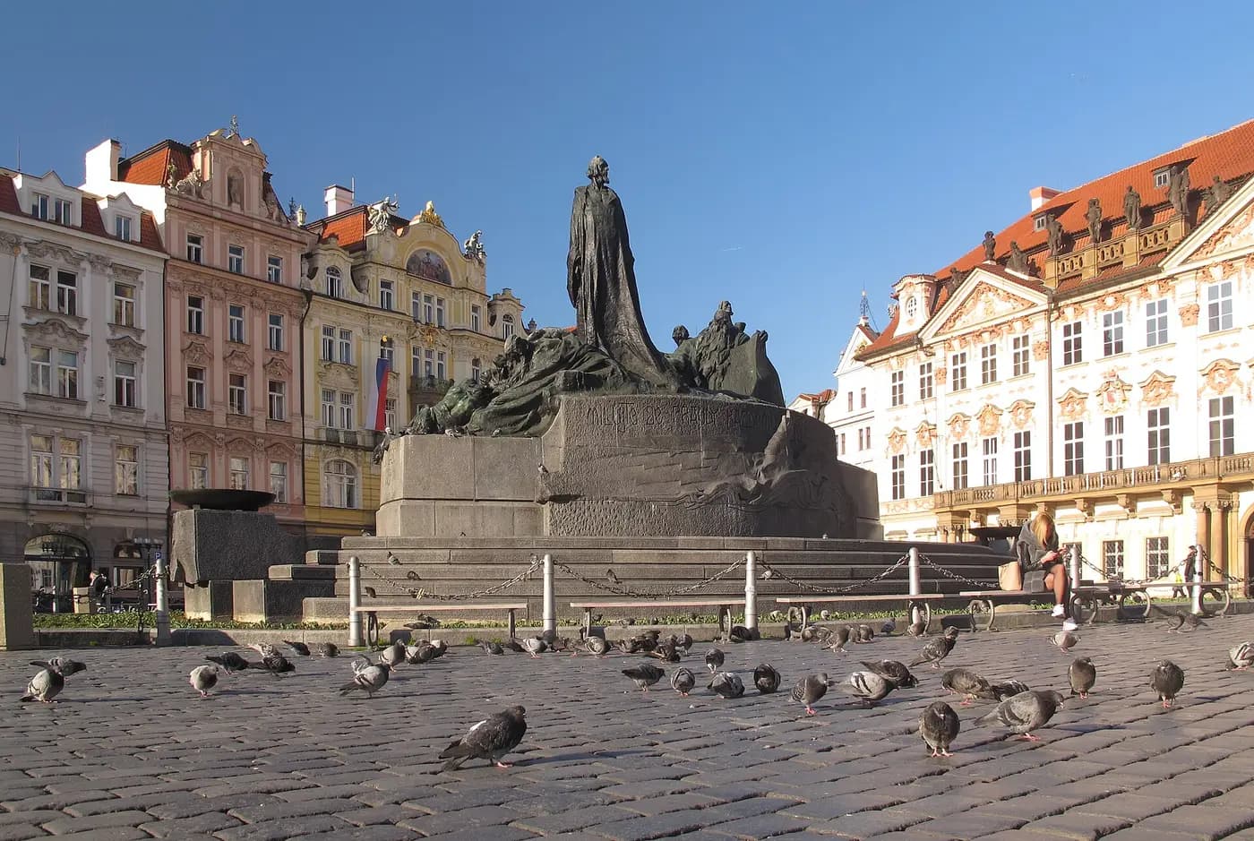 The Jan Hus Memorial in Prague's Old Town Square