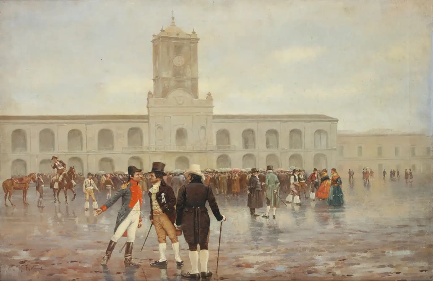 Painting of the crowd gathered in Buenos Aires for the May Revolution of 1810