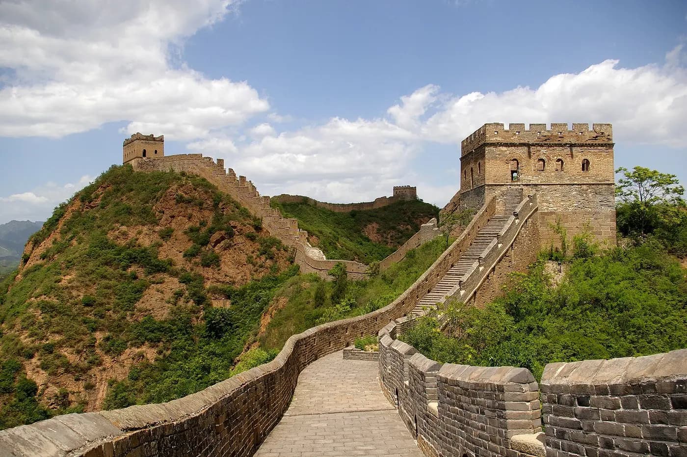The Great Wall of China winding along a mountain ridge