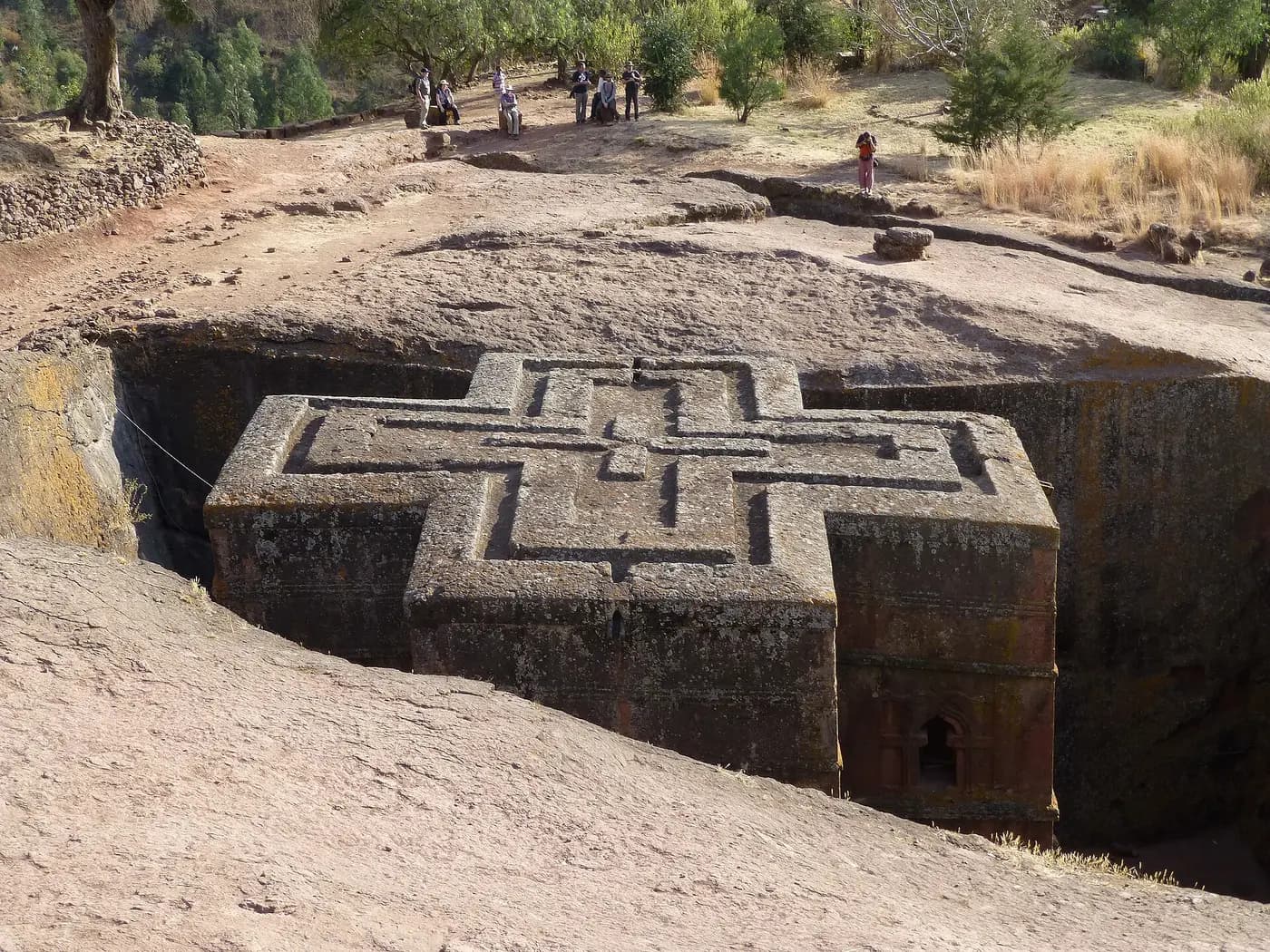 The cross-shaped rock-hewn Church of St George at Lalibela, Ethiopia