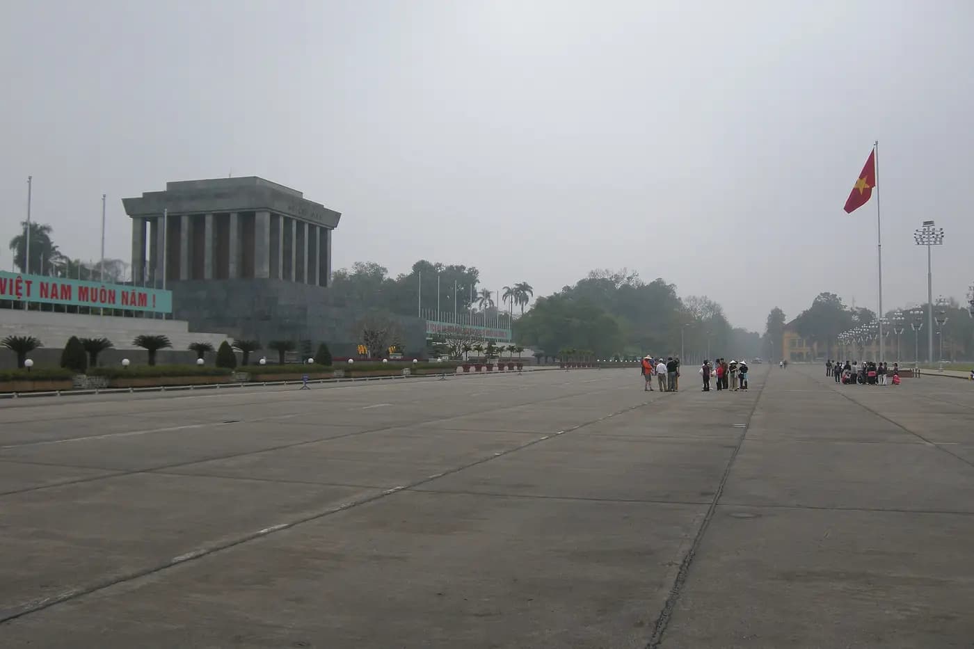 The wide parade ground of Ba Đình Square in front of the Ho Chi Minh Mausoleum