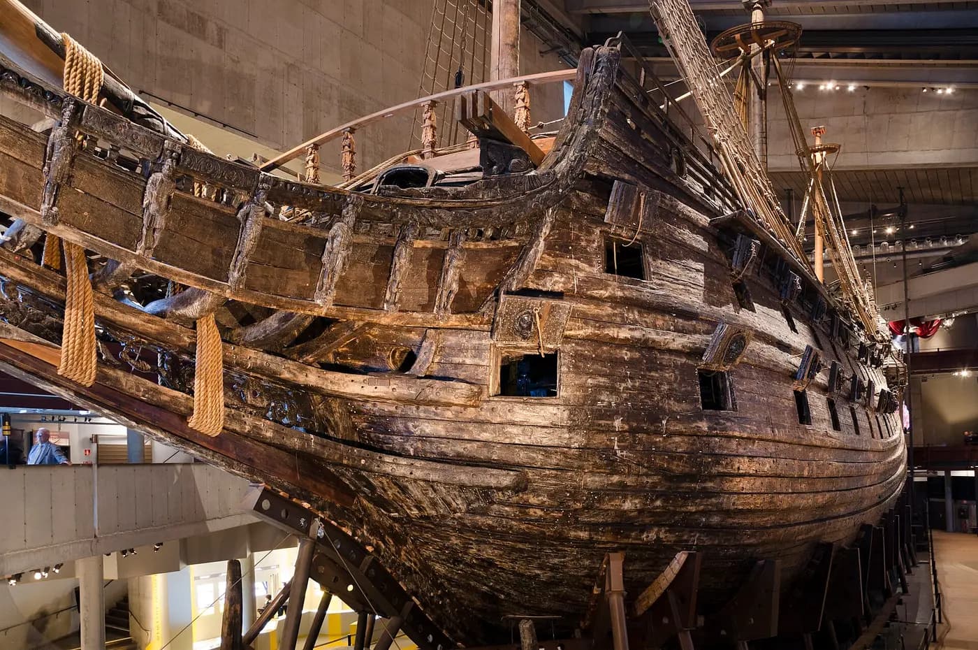 The salvaged 17th-century warship Vasa in its museum in Stockholm